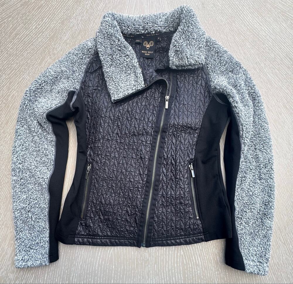Wooly Bully Wear Women’s M Mixed Media Asymmetrical Full Zip Fleece Jacket